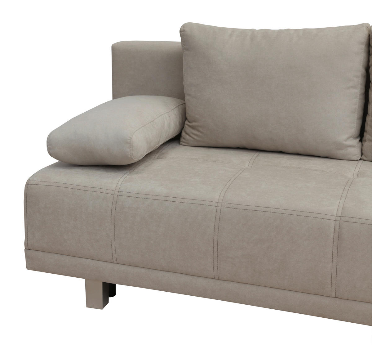 SCHLAFSOFA in Samt Beige  - Chromfarben/Beige, Design, Kunststoff/Textil (194/77/89cm) - MID.YOU