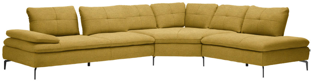 ECKSOFA in Flachgewebe Hellgrün  - Schwarz/Hellgrün, Design, Textil/Metall (344/271cm) - Chilliano