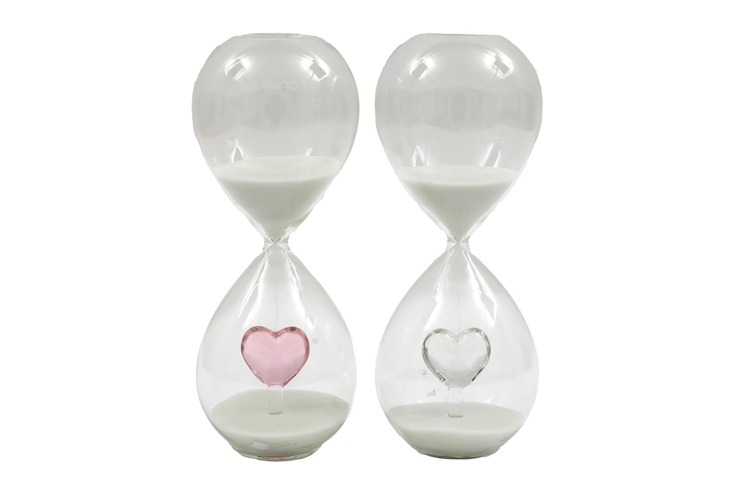 PŘESÝPACÍ HODINY - pink/čiré, Basics, kámen/sklo (8/8/20cm)
