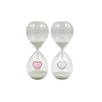 PŘESÝPACÍ HODINY - pink/čiré, Basics, kámen/sklo (8/8/20cm)