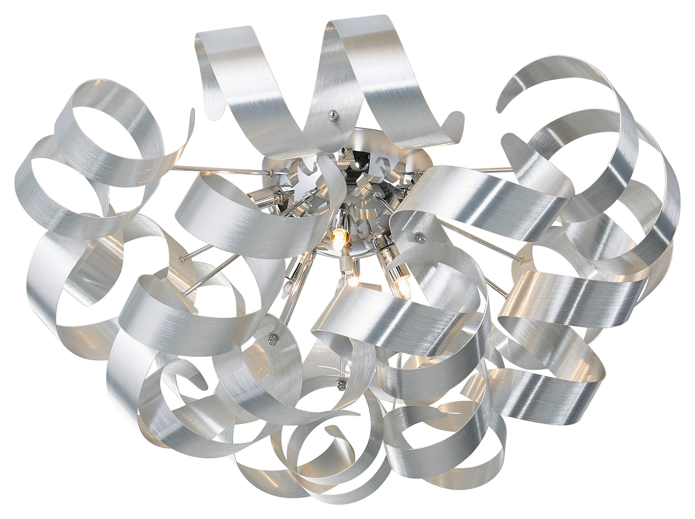 DECKENLEUCHTE Curly 70/40 cm   - Alufarben, Design, Metall (70/40cm) - Ambiente