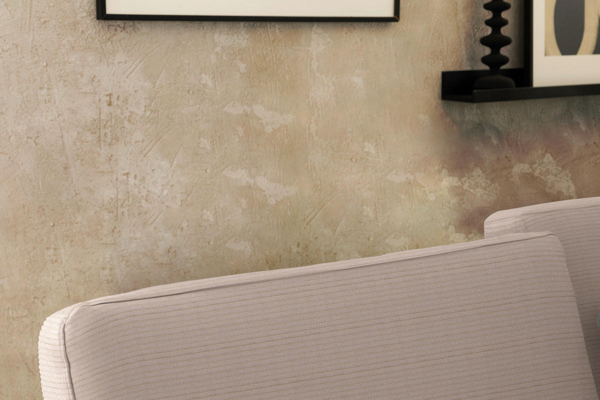 ECKSOFA Cord Taupe  - Taupe/Schwarz, Design, Textil/Metall (298/185cm) - Pure Home Lifestyle