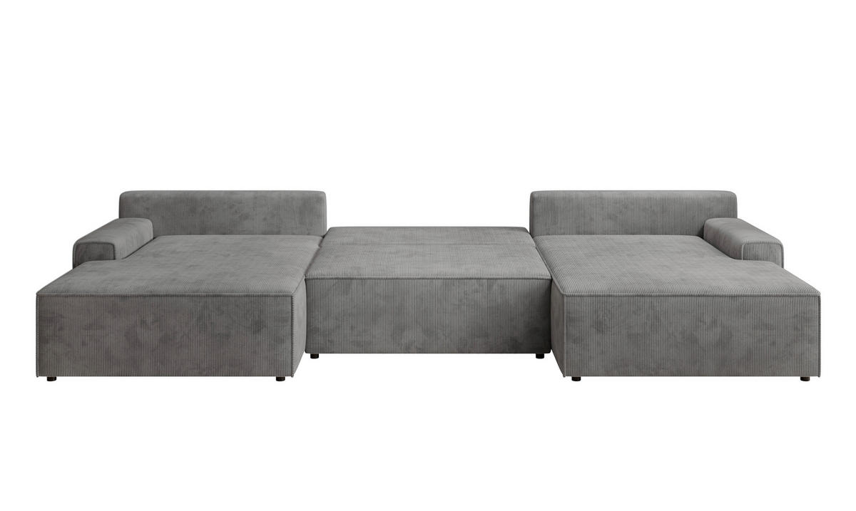 WOHNLANDSCHAFT CHALLENGE Dunkelgrau Cord  - Dunkelgrau/Schwarz, MODERN, Kunststoff/Textil (168/333/168cm) - Trendmanufaktur