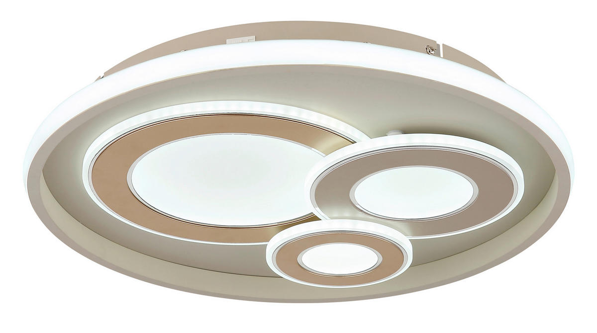 LED-DECKENLEUCHTE Jena 42/6,5 cm  - Sandfarben/Champagner, Design, Kunststoff/Metall (42/6,5cm) - Globo