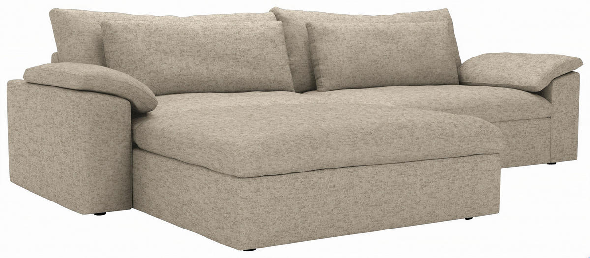 ECKSOFA  in Flachgewebe Creme Rückenkissen, Nierenkissen, Armlehnenkissen, Rücken echt  198/306 cm  - Creme/Schwarz, MODERN, Kunststoff/Textil (198/306cm) - Carryhome