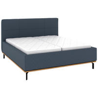 POLSTERBETT 160/200 cm,  in Dunkelblau, Matratze, Lattenrost, Bettkasten, H2 + H3 = mittel + fest  - Graphitfarben/Weiß, Design, Holz/Textil (160/200cm) - Musterring