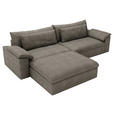 ECKSOFA  in Webstoff Graubraun  198/306 cm  - Graubraun/Schwarz, MODERN, Kunststoff/Textil (198/306cm) - Carryhome