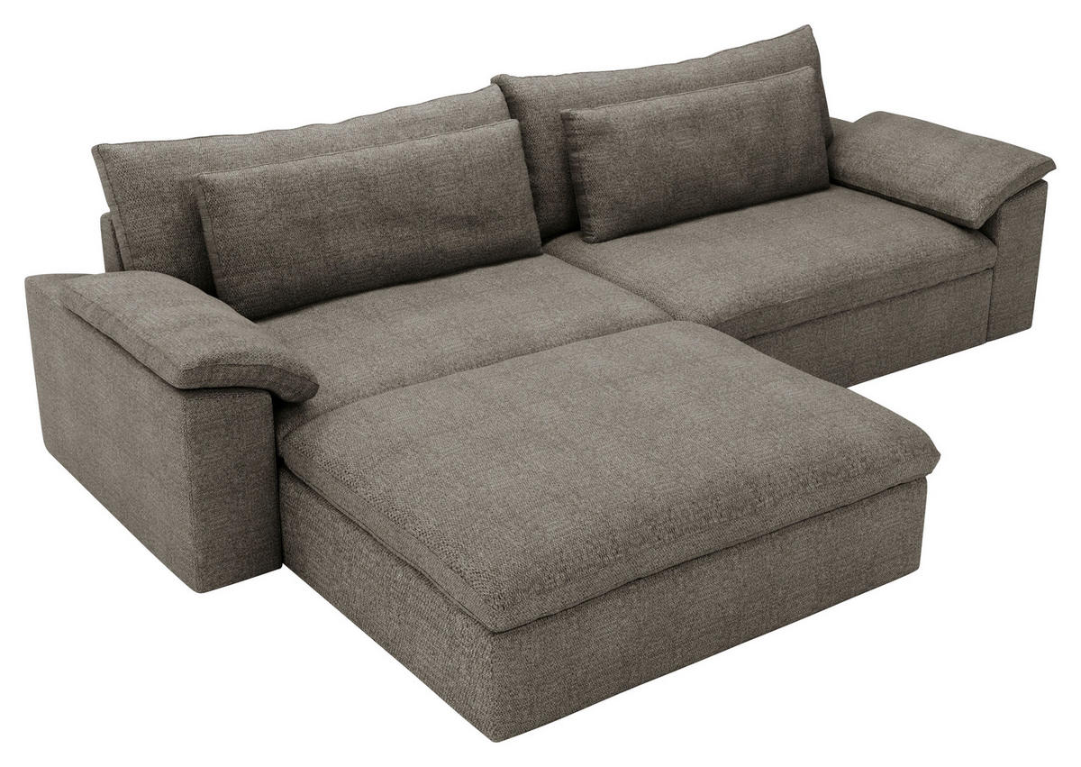 ECKSOFA  in Webstoff Graubraun  198/306 cm  - Graubraun/Schwarz, MODERN, Kunststoff/Textil (198/306cm) - Carryhome