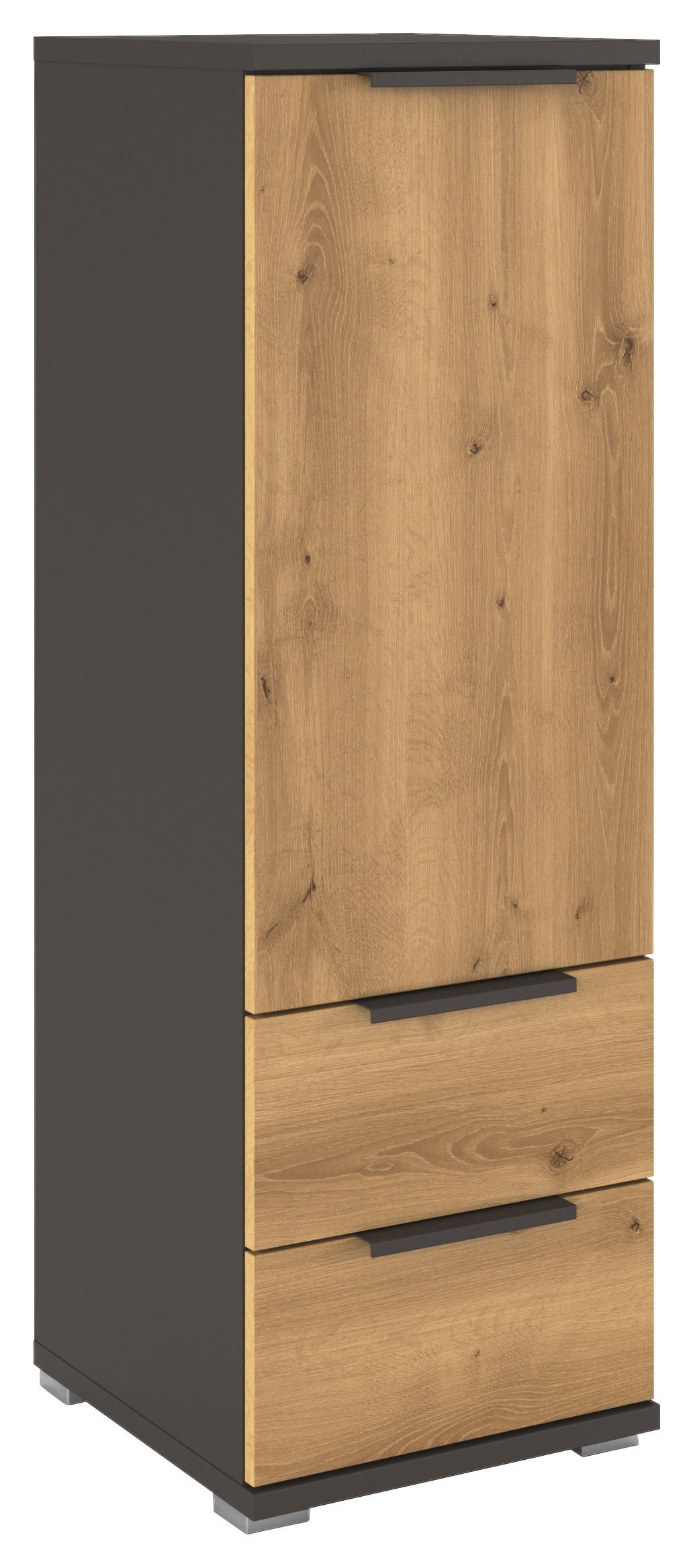 KOMMODE 40/122/42 cm 2 Schublade(n)  - Eichefarben/Graphitfarben, Konventionell, Holzwerkstoff/Kunststoff (40/122/42cm) - Xora