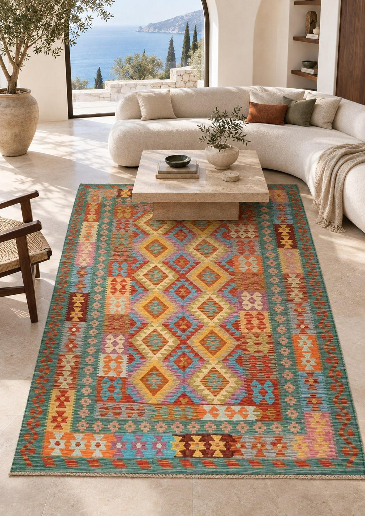 ORIJENTALNI TEPIH 85/120 cm   višebojno  KELIM VINTAGE  - višebojno, Konvencionalno, tekstil (85/120cm) - Cazaris