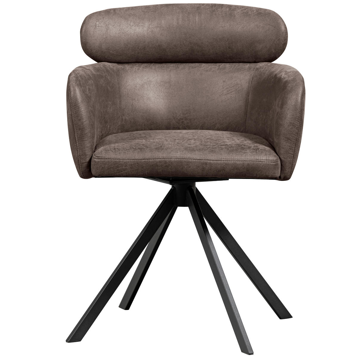 ARMLEHNSTUHL-SET 2 Stück  in Eisen Lederlook  - Schwarz/Grau, MODERN, Textil/Metall (58/80/60cm) - Livetastic