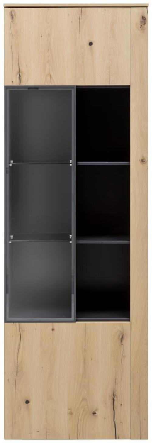 VITRINE in furniert Balkeneiche Anthrazit, Eichefarben  - Eichefarben/Anthrazit, Natur, Glas/Holz (65/196,9/41,5cm) - Livetastic