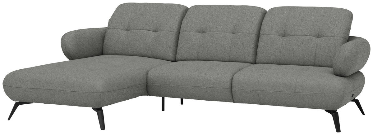 ECKSOFA Chenille Hellgrau  - Hellgrau/Schwarz, Modern, Textil/Metall (180/282cm) - Novel