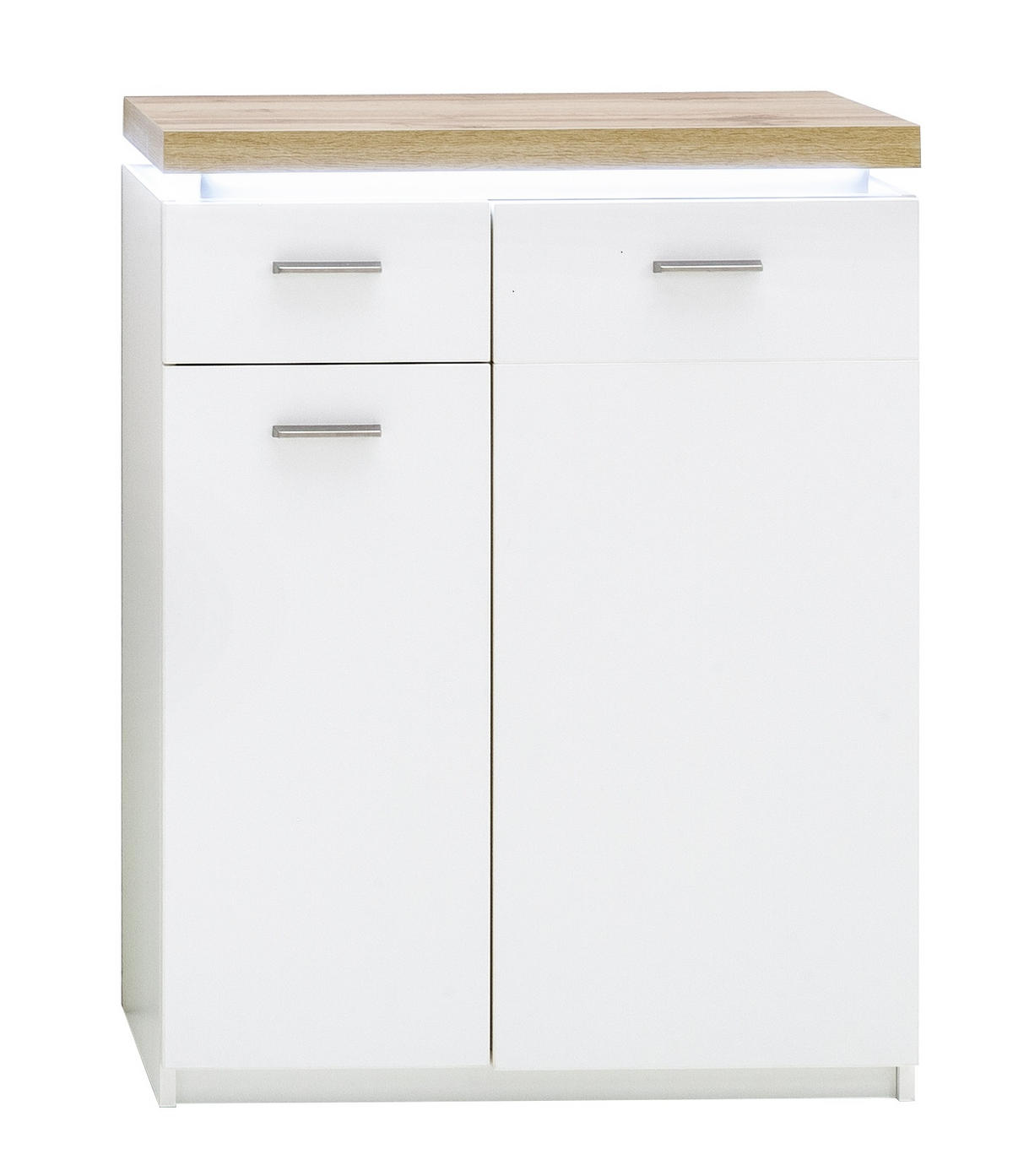 SCHUHSCHRANK  in 75/99/38 cm  - Weiss/Eichefarben, Natur, Holzwerkstoff/Metall (75/99/38cm)