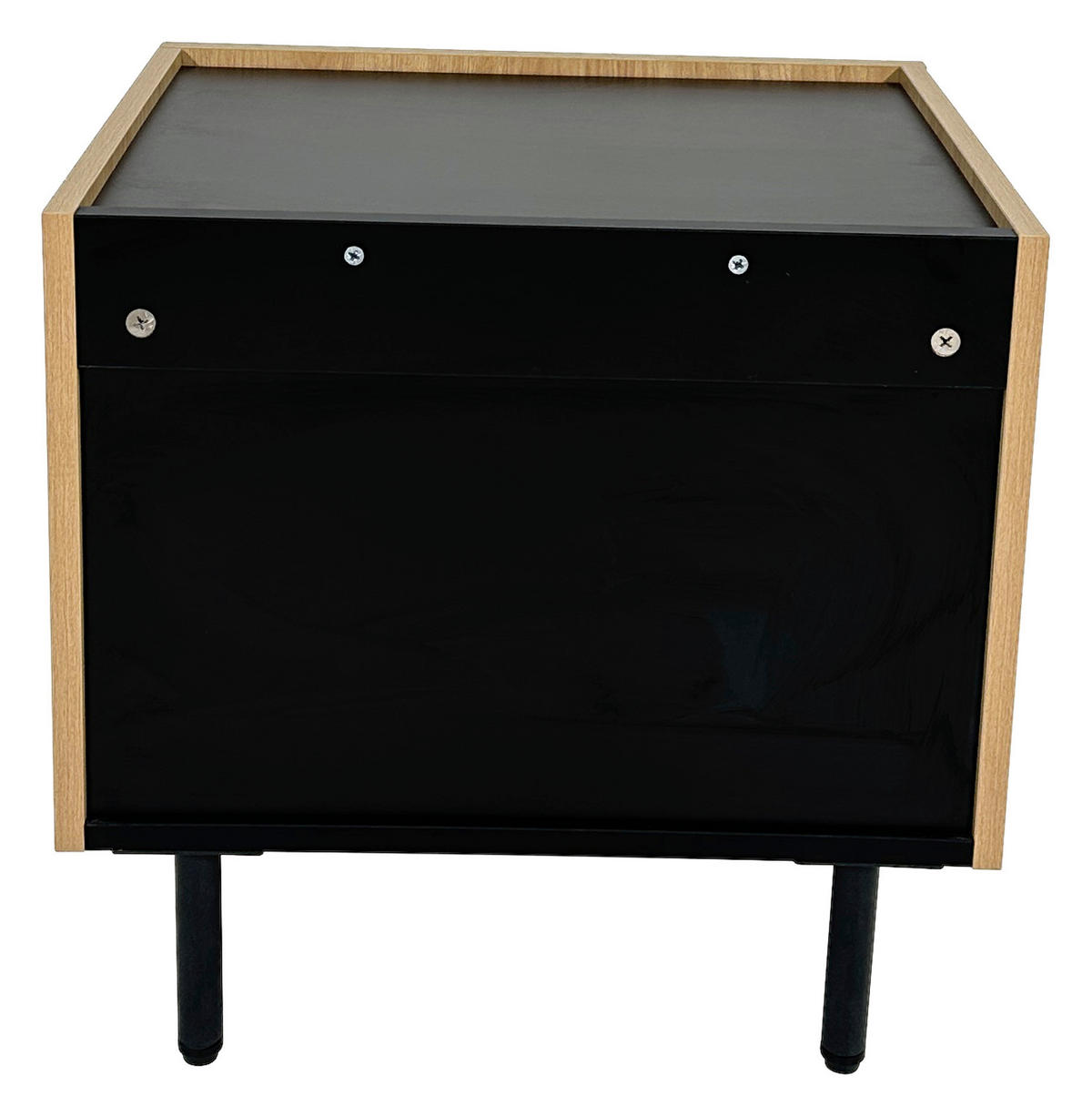NACHTKÄSTCHEN in Schwarz, Eichefarben  - Eichefarben/Schwarz, Design, Holzwerkstoff/Metall (50/50/40cm) - Xora