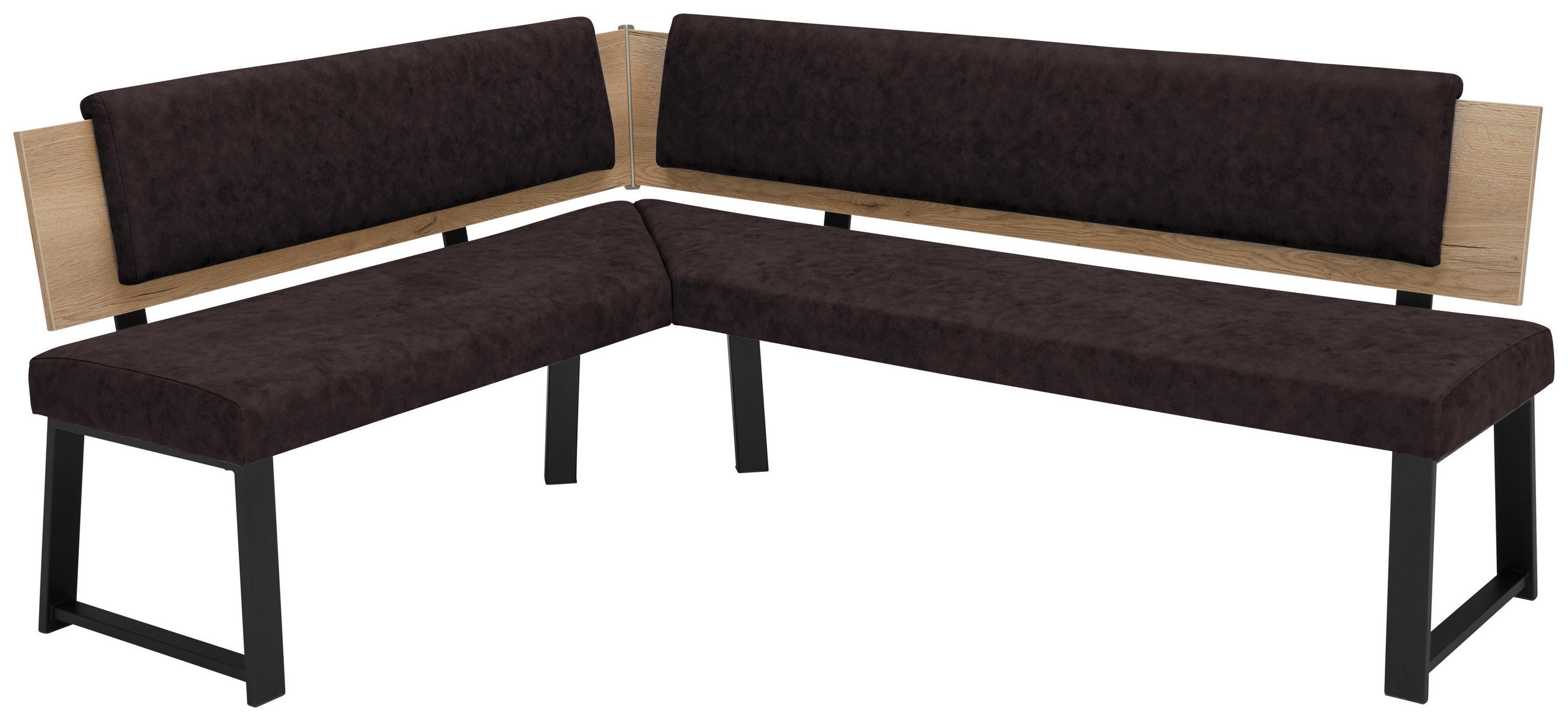 ECKBANK 160/200 cm  in Dunkelbraun  - Dunkelbraun/Schwarz, MODERN, Holzwerkstoff/Textil (160/200cm) - Venda