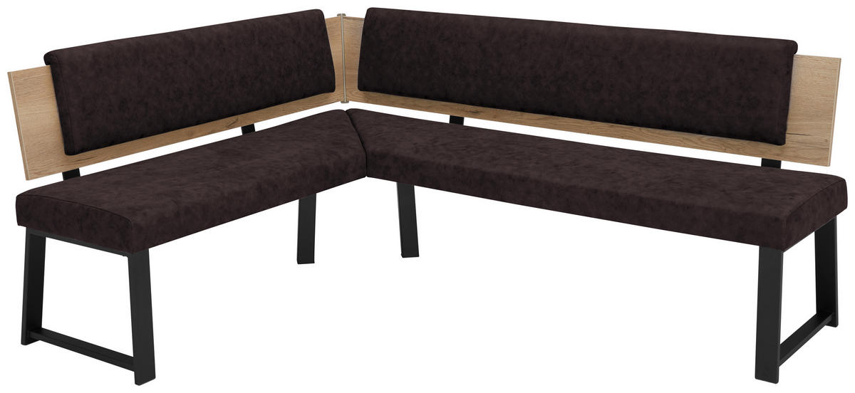ECKBANK 160/190 cm  in Dunkelbraun  - Dunkelbraun/Schwarz, MODERN, Holzwerkstoff/Textil (160/190cm) - Venda