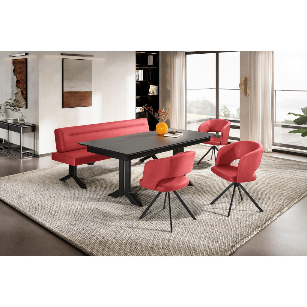 Thumbnail - Moderano Sitzbank, Rot, Metall, Textil, 4-Sitzer, 220x87x70 cm, Fußauswahl, Lederauswahl, Stoffauswahl, mit Rückenlehne,...