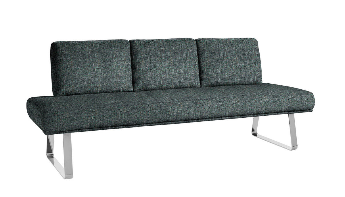 SITZBANK 224/92/78 cm  in Türkis, Chromfarben  - Türkis/Chromfarben, Design, Textil/Metall (224/92/78cm) - Dieter Knoll