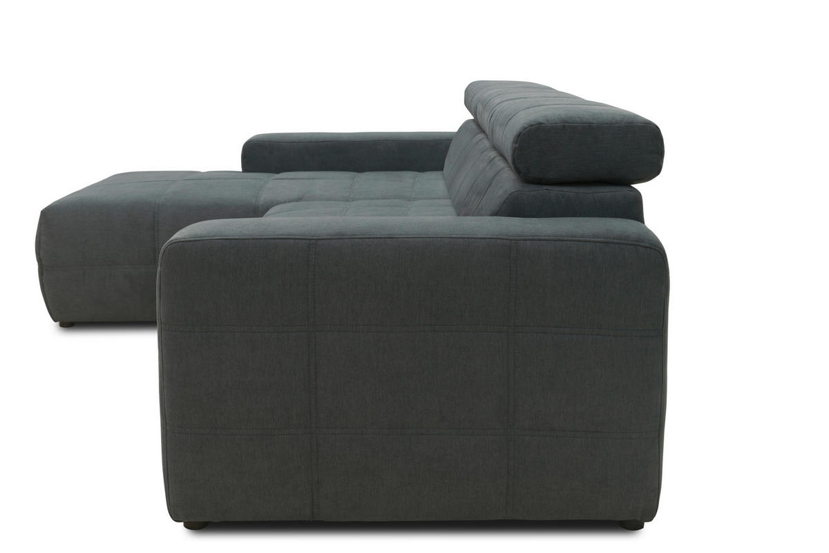ECKSOFA in Mikrofaser Dunkelgrau  175/285 cm  - Dunkelgrau/Schwarz, Design, Kunststoff/Textil (175/285cm) - MID.YOU
