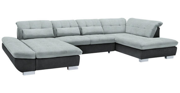 WOHNLANDSCHAFT in Mikrofaser Platinfarben  - Platinfarben/Chromfarben, Design, Kunststoff/Textil (204/350/211cm) - Xora