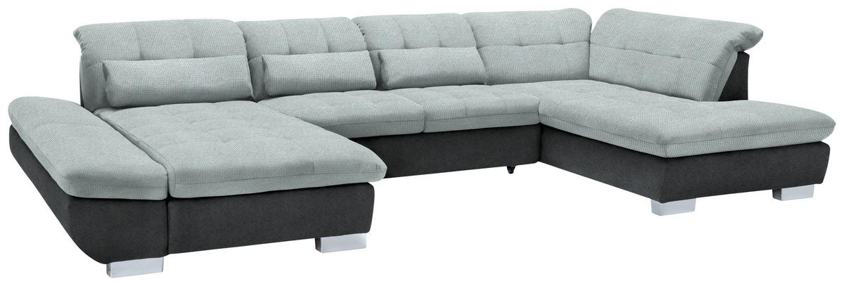 WOHNLANDSCHAFT in Mikrofaser Platinfarben  - Platinfarben/Chromfarben, Design, Kunststoff/Textil (204/350/211cm) - Xora