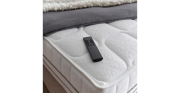 BOXSPRINGBETT 180/200 cm,  in Beige, Matratze, Topper, motorische Verstellbarkeit, Fernbedienung, unterschiedliche Matratzenhärtegrade je Bettseite, H2 + H3 = mittel + fest  - Beige/Schwarz, KONVENTIONELL, Kunststoff/Textil (180/200cm) - Voleo