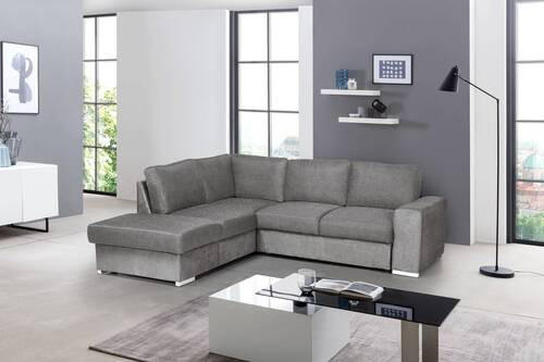 ECKSOFA in Mikrofaser Grau  213/248 cm  - Chromfarben/Grau, KONVENTIONELL, Textil/Metall (213/248cm) - MID.YOU