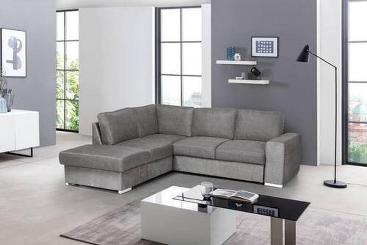 ECKSOFA in Mikrofaser Grau  - Chromfarben/Grau, Konventionell, Textil/Metall (213/248cm) - MID.YOU