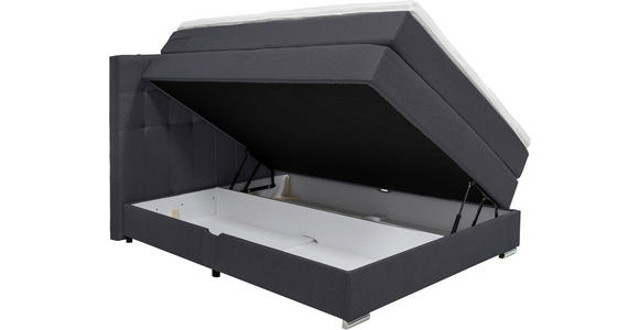 BOXSPRINGBETT 140/200 cm  in Schwarz  - Alufarben/Schwarz, KONVENTIONELL, Kunststoff/Textil (140/200cm) - Carryhome