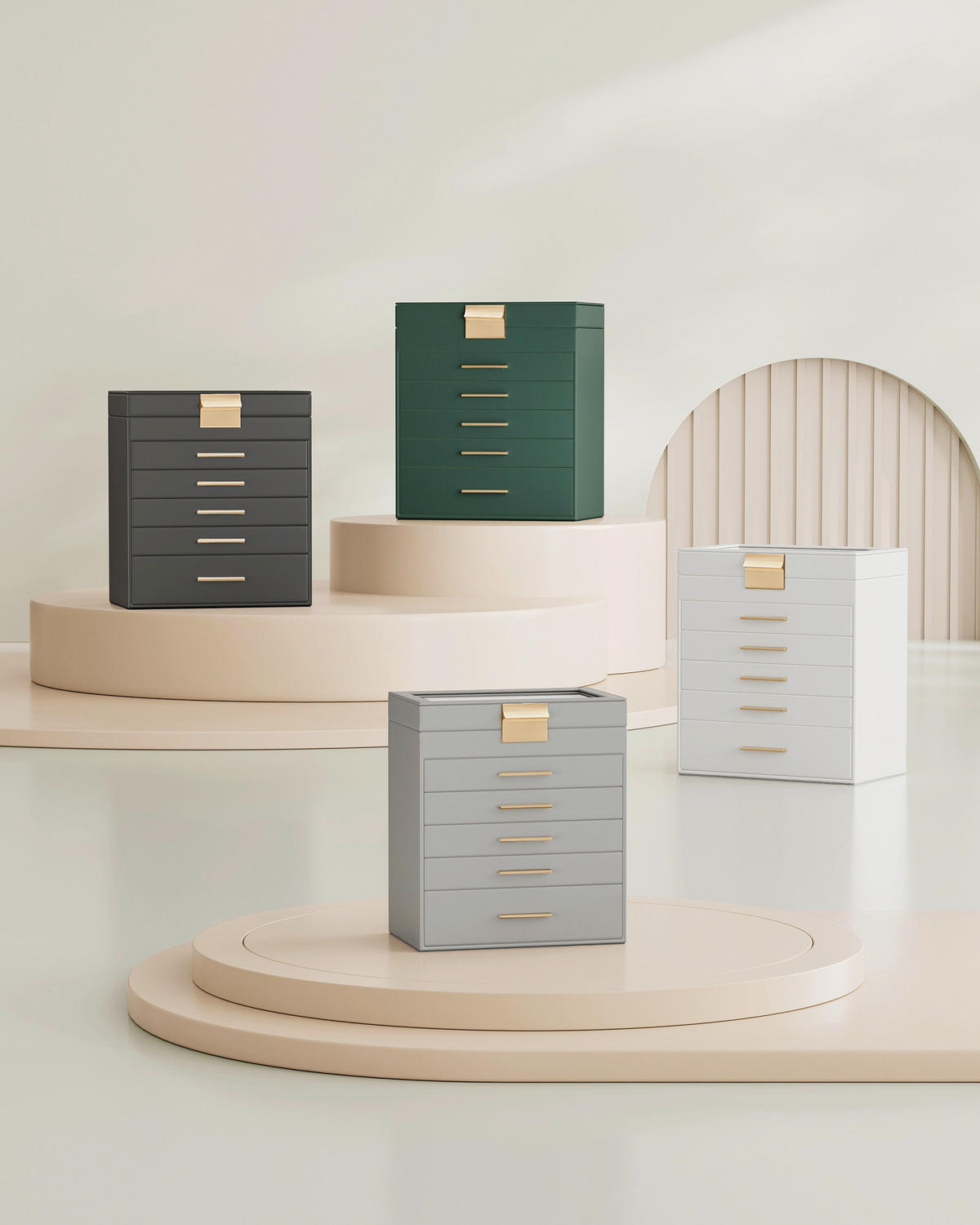 SCHMUCKKÄSTCHEN - Goldfarben/Weiß, Trend, Glas/Holzwerkstoff (25.1/29/16.3cm) - Boxxx