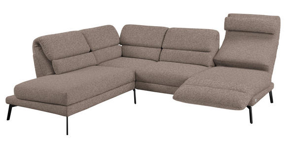 ECKSOFA in Flachgewebe Taupe 212-253/256-363 cm - Taupe/Schwarz, Design, Textil/Metall (212-253/256-363cm) - Dieter Knoll