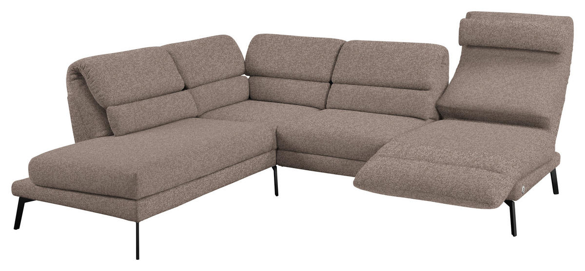 ECKSOFA in Flachgewebe Taupe  212-253/256-363 cm  - Taupe/Schwarz, Design, Textil/Metall (212-253/256-363cm) - Dieter Knoll