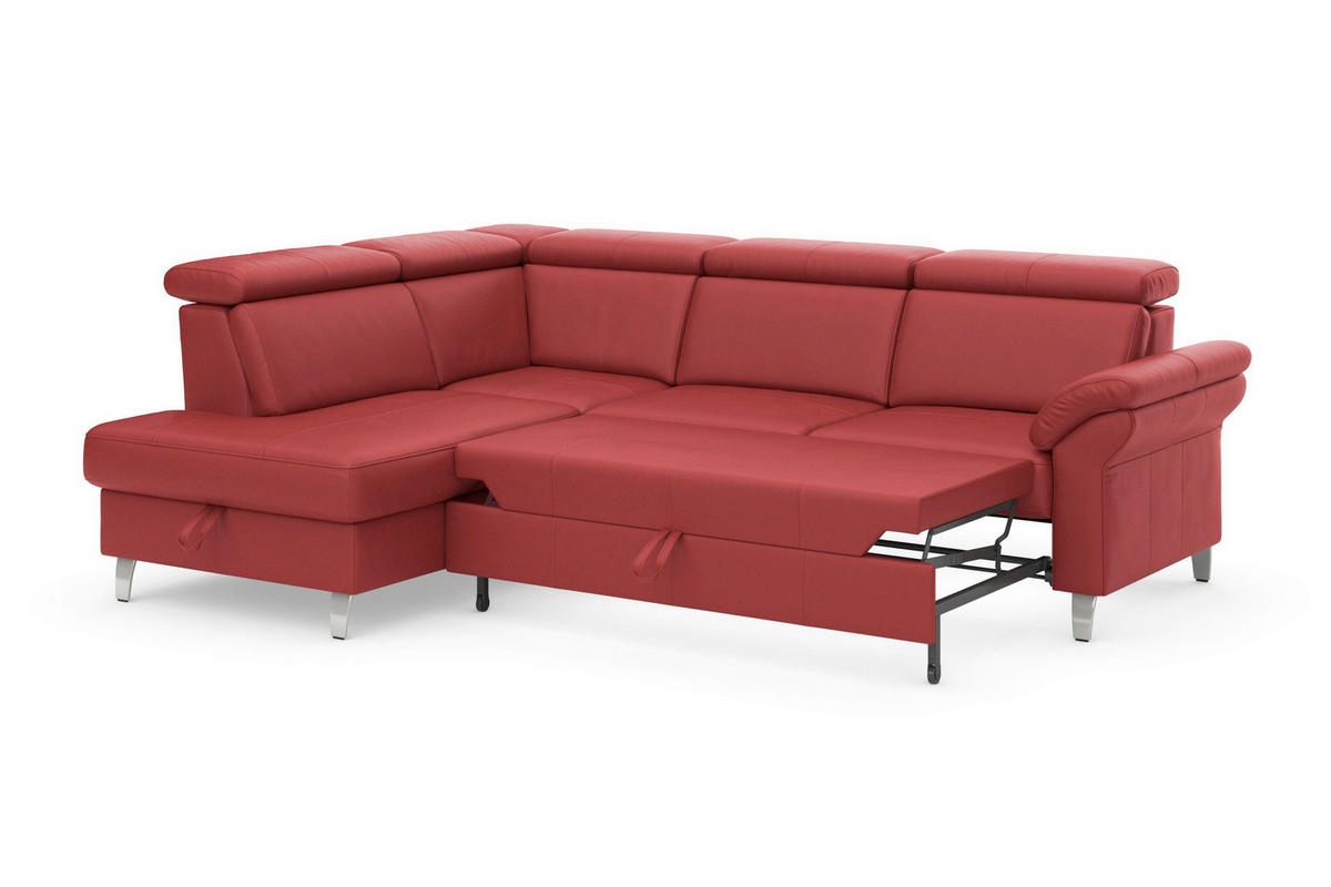 ROHOVÁ SEDAČKA, kůže, červená - barvy chromu/červená, Basics, kov/kůže (194/245cm) - Sit & More