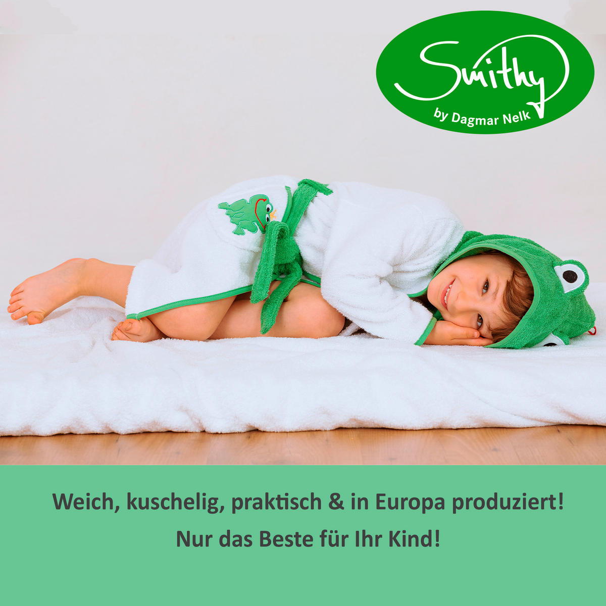 KINDERBADEMANTEL 86/92  - Weiß/Grün, Basics, Textil (86/92null)