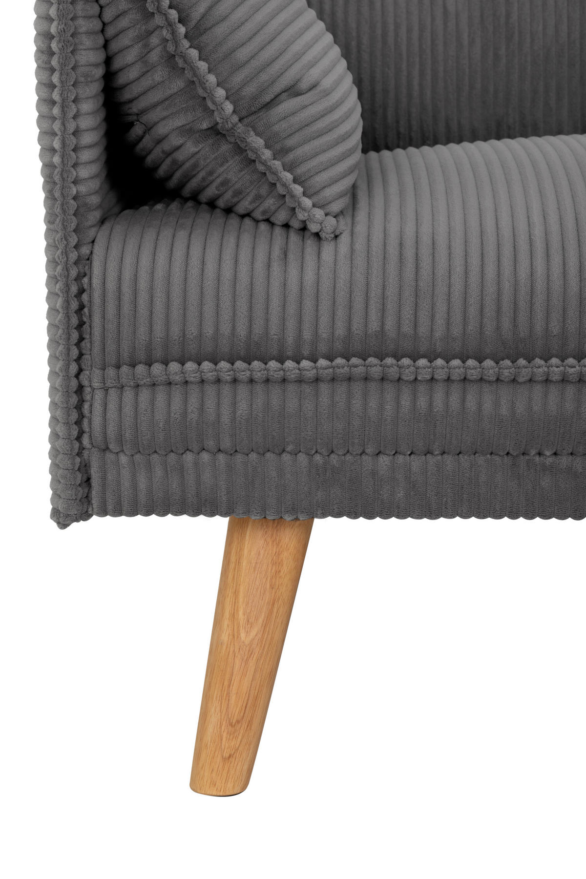SCHLAFSOFA Cord Grau  - Naturfarben/Grau, Design, Holz/Textil (193/81/92cm) - Livetastic