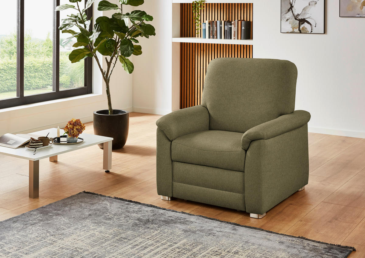 SESSEL in Chenille Schilfgrün  - Schilfgrün/Alufarben, KONVENTIONELL, Textil/Metall (88/96/89cm) - Beldomo Comfort