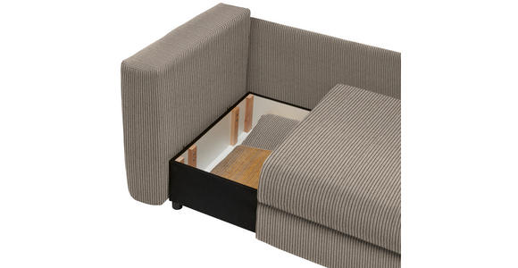 RÉCAMIERE in Cord Taupe - Taupe/Schwarz, Design, Kunststoff/Textil (171/71-88/93cm) - Cantus