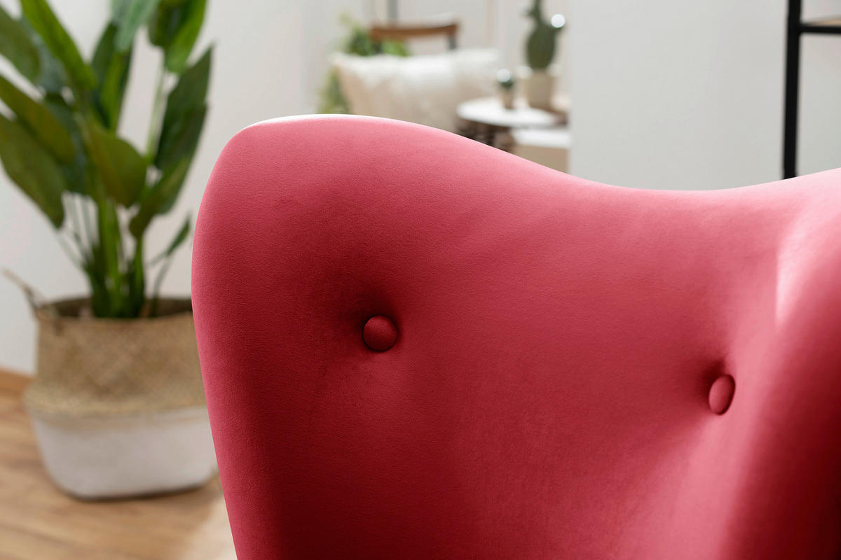 SESSEL in Samt, Velours Rot  - Rot/Erlefarben, Design, Holz/Textil (74/72/90cm) - Max Winzer