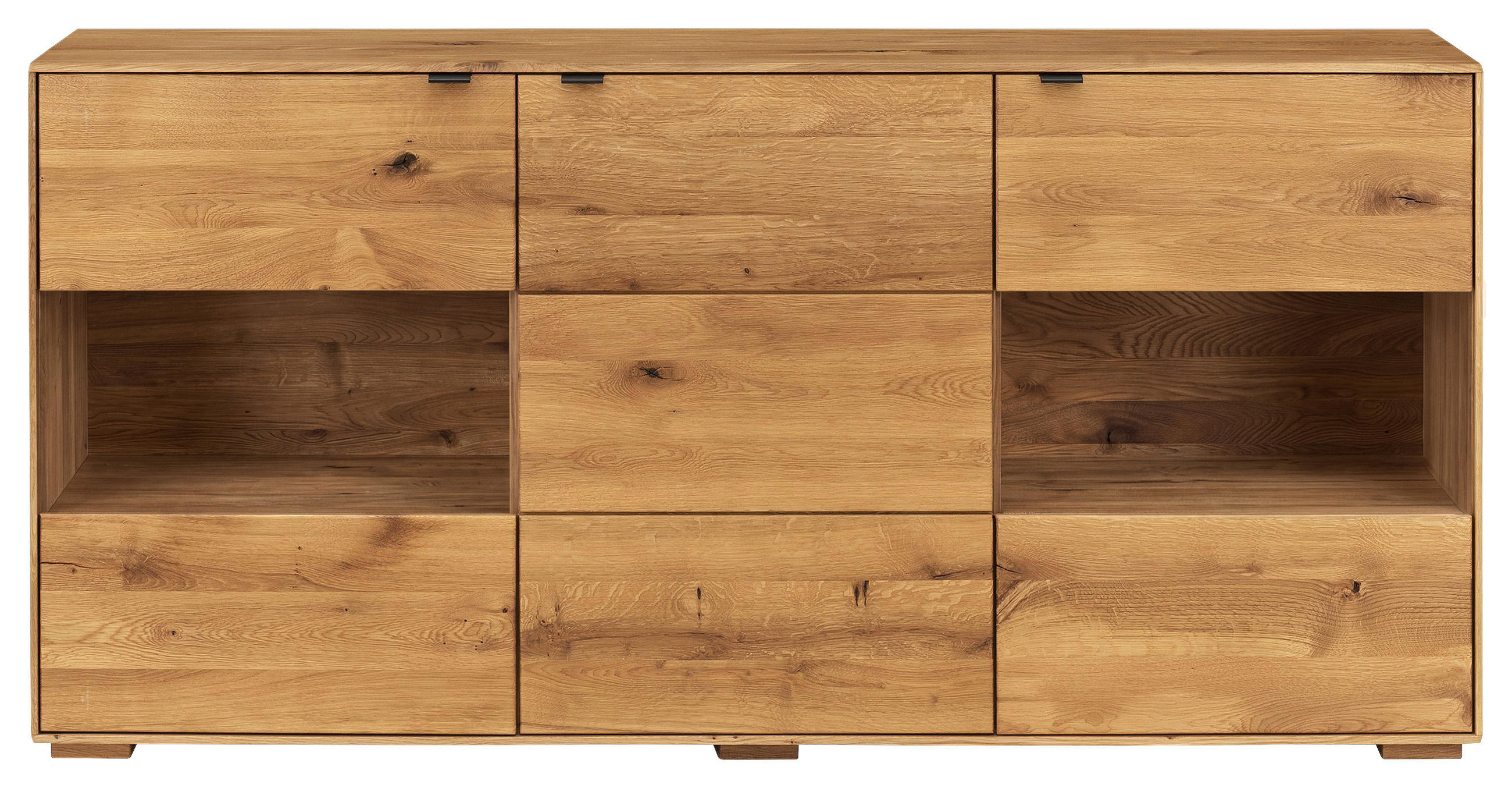 SIDEBOARD  180/85/42 cm  - Wildeiche/Anthrazit, Natur, Glas/Holz (180/85/42cm) - Linea Natura