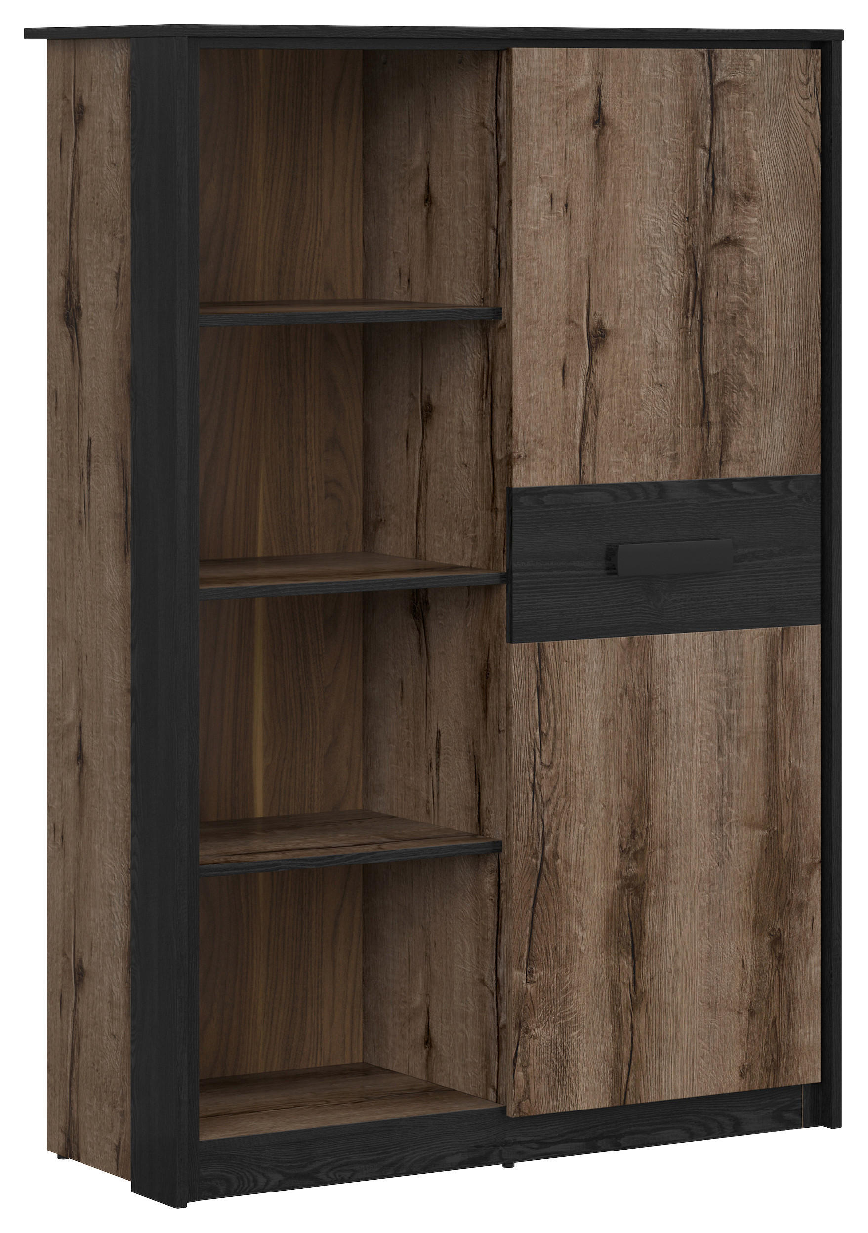 HIGHBOARD  in 100/145/41 cm  - Eichefarben/Schwarz, Design, Holzwerkstoff (100/145/41cm)