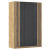 DREHTÜRENSCHRANK 136/197/54 cm,  in Grau, Eiche Artisan,  - Eiche Artisan/Grau, MODERN, Holzwerkstoff/Metall (136/197/54cm) - Rauch Möbel