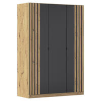 DREHTÜRENSCHRANK Grau, Eiche Artisan  - Eiche Artisan/Grau, Modern, Holzwerkstoff/Metall (136/197/54cm) - Rauch Möbel