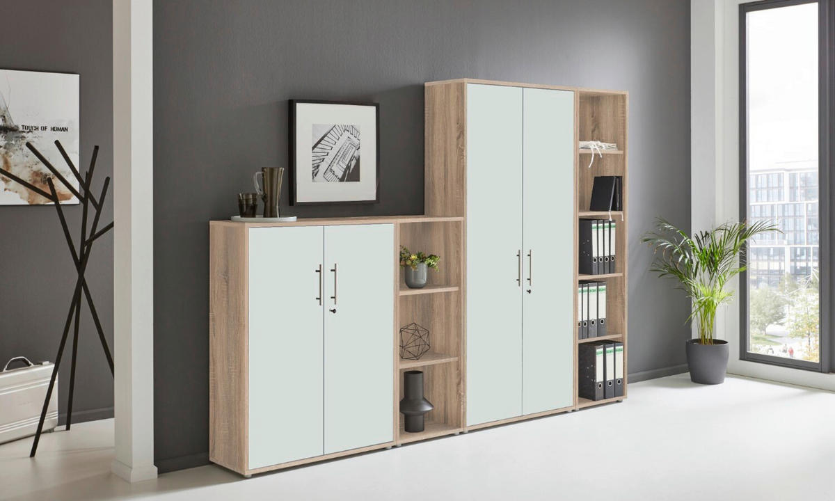 BÜRO - Weiß/Sonoma Eiche, MODERN, Holzwerkstoff/Metall - MID.YOU