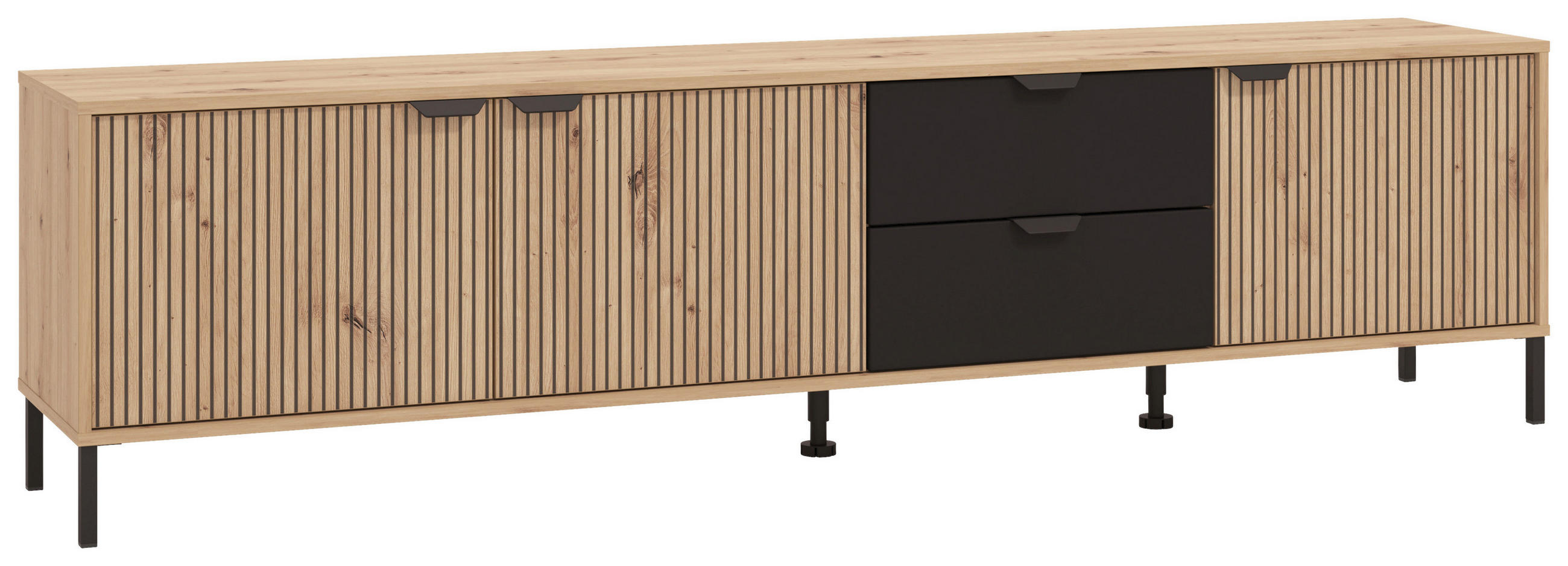 LOWBOARD  in 208/40/54,5 cm  - Schwarz/Eiche Artisan, Basics, Holzwerkstoff/Kunststoff (208/40/54,5cm) - Carryhome