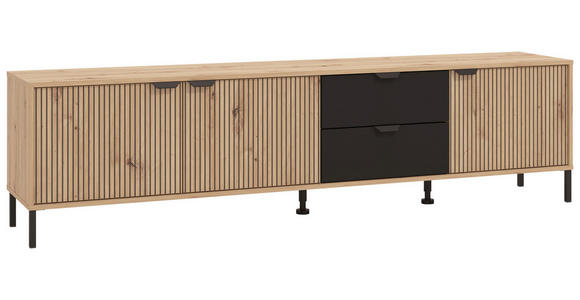 LOWBOARD in 208/40/54,5 cm - Schwarz/Eiche Artisan, Basics, Holzwerkstoff/Kunststoff (208/40/54,5cm) - Carryhome