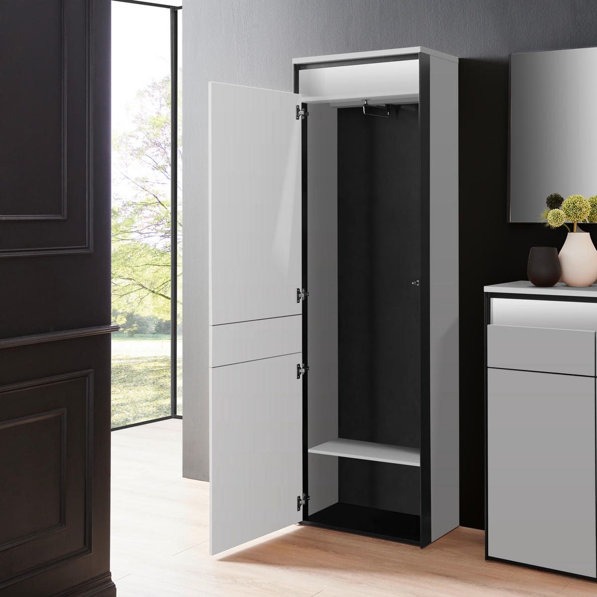 GARDEROBENSCHRANK  in 60/200/38 cm  - Kaschmir/Schwarz, KONVENTIONELL, Holzwerkstoff (60/200/38cm) - Voleo