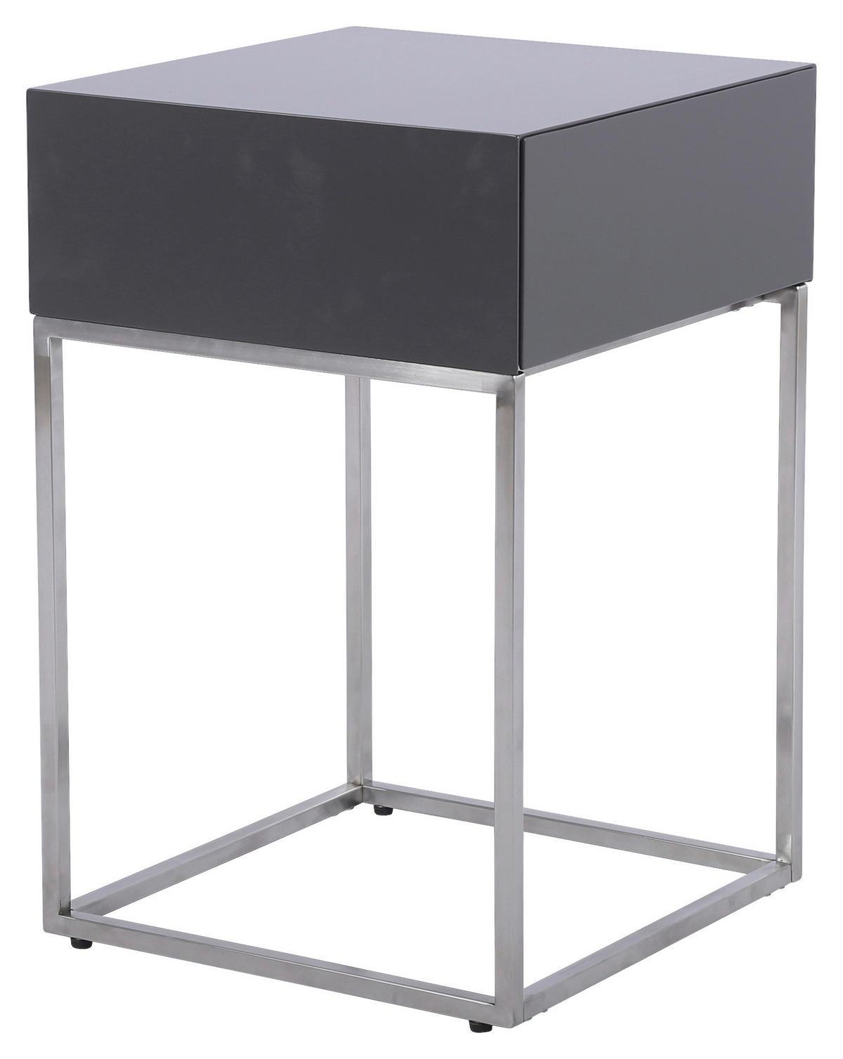 NACHTKÄSTCHEN 40/62/40 cm  in Anthrazit, Silberfarben  - Anthrazit/Silberfarben, Basics, Holzwerkstoff/Metall (40/62/40cm) - Xora