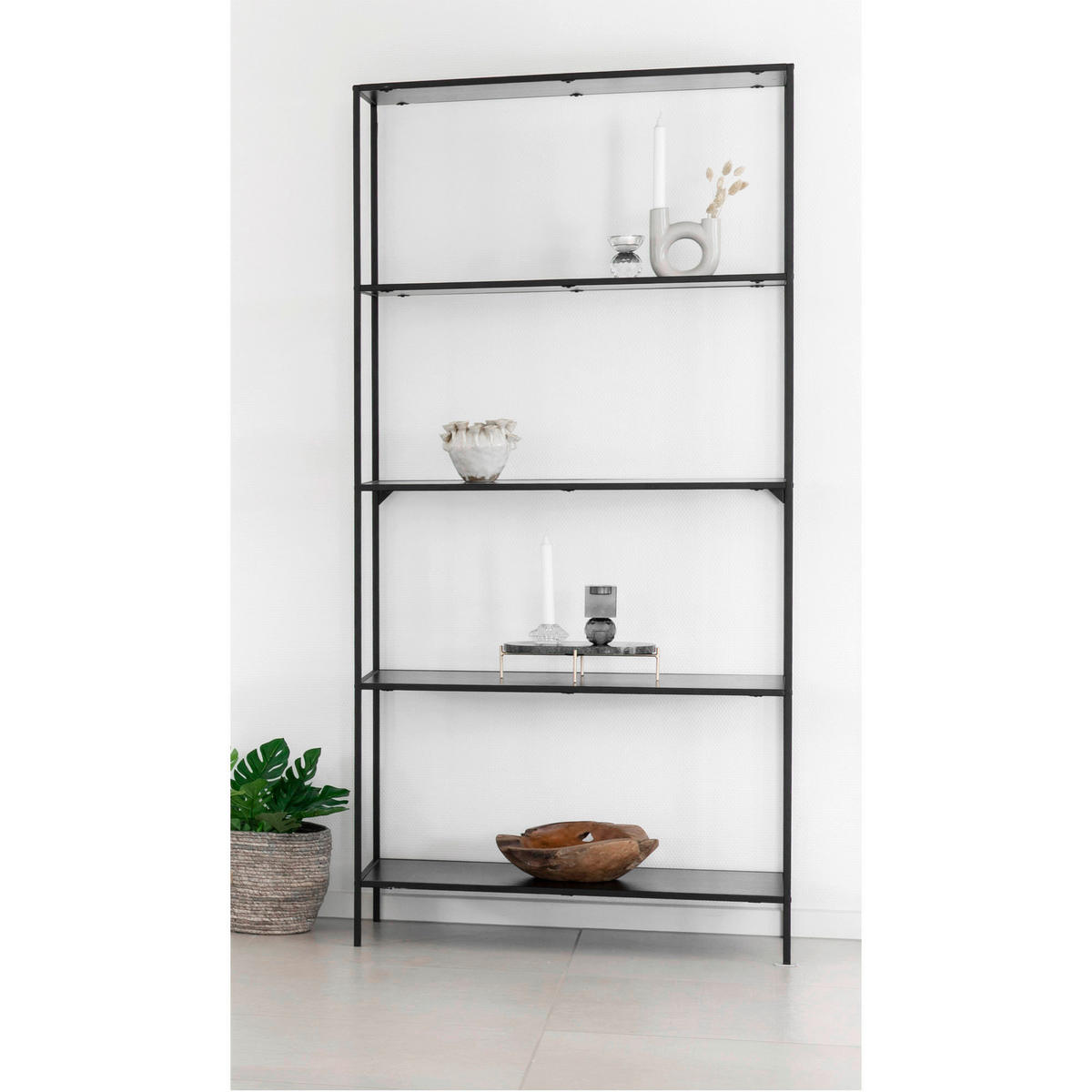 REGAL Schwarz  - Schwarz, Design, Holzwerkstoff/Metall (80/170/36cm) - MID.YOU