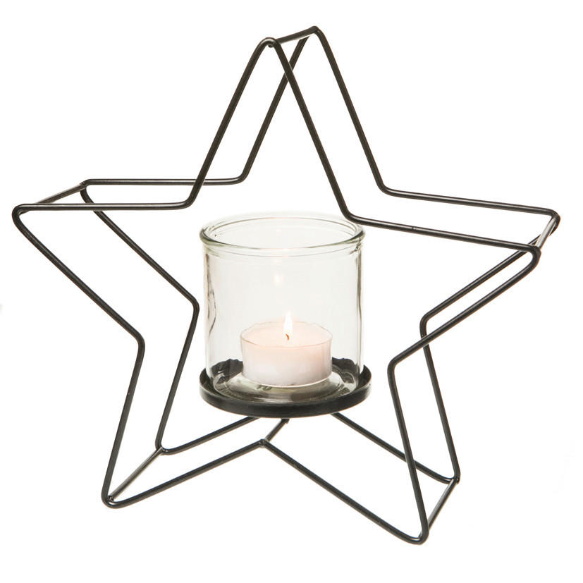 WINDLICHT Schwarz  - Schwarz, Design, Metall (31/10/30cm) - X-Mas